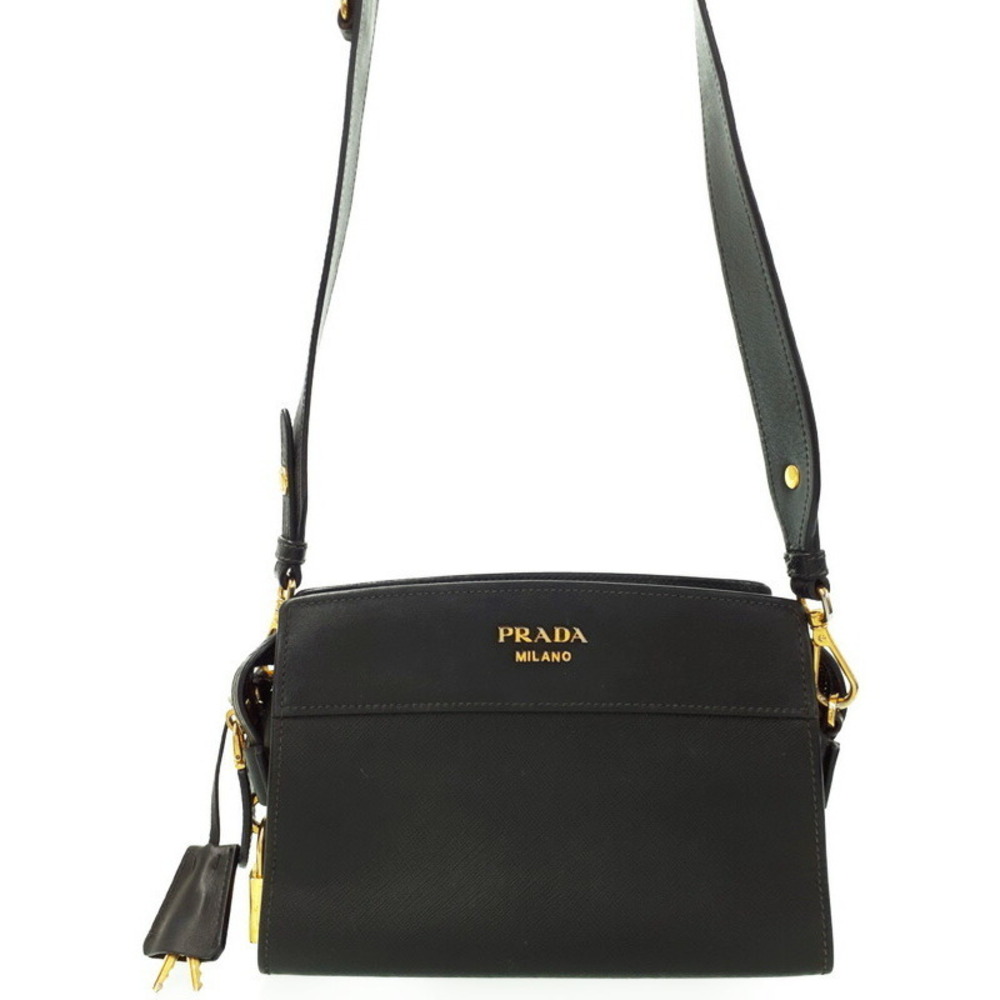 Prada Esplanade Saffiano leather crossbody bag Black